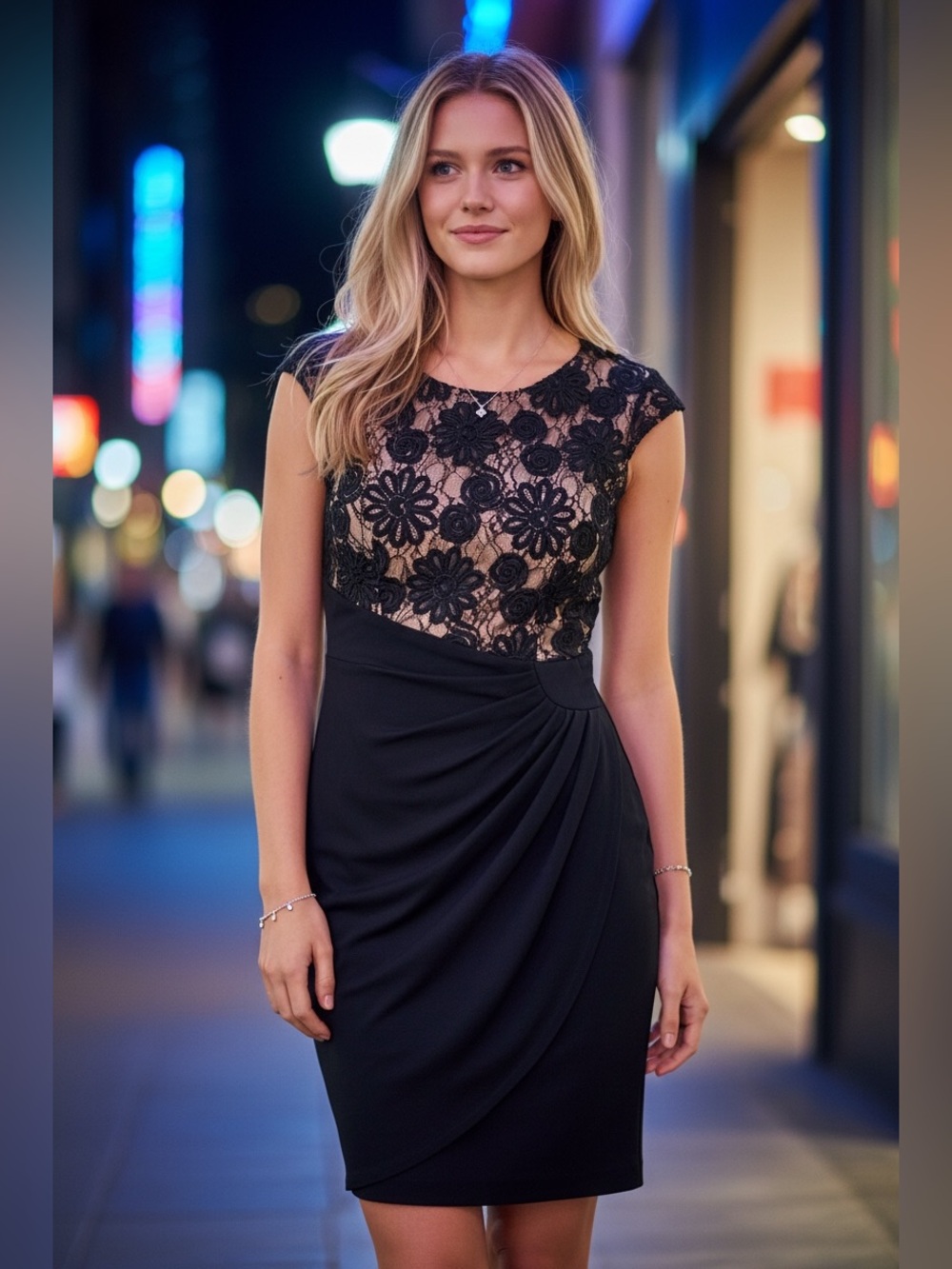 Connected Apparel Women’s Black and Cream Cocktail Dress Size 6